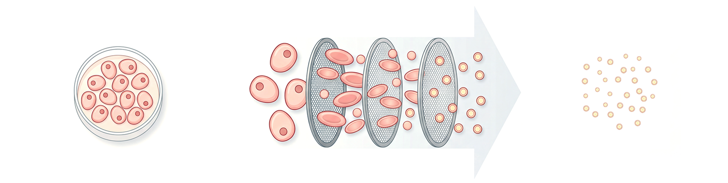 세포를 압출 공정을 통해 CDV로 생산하는 과정 도식